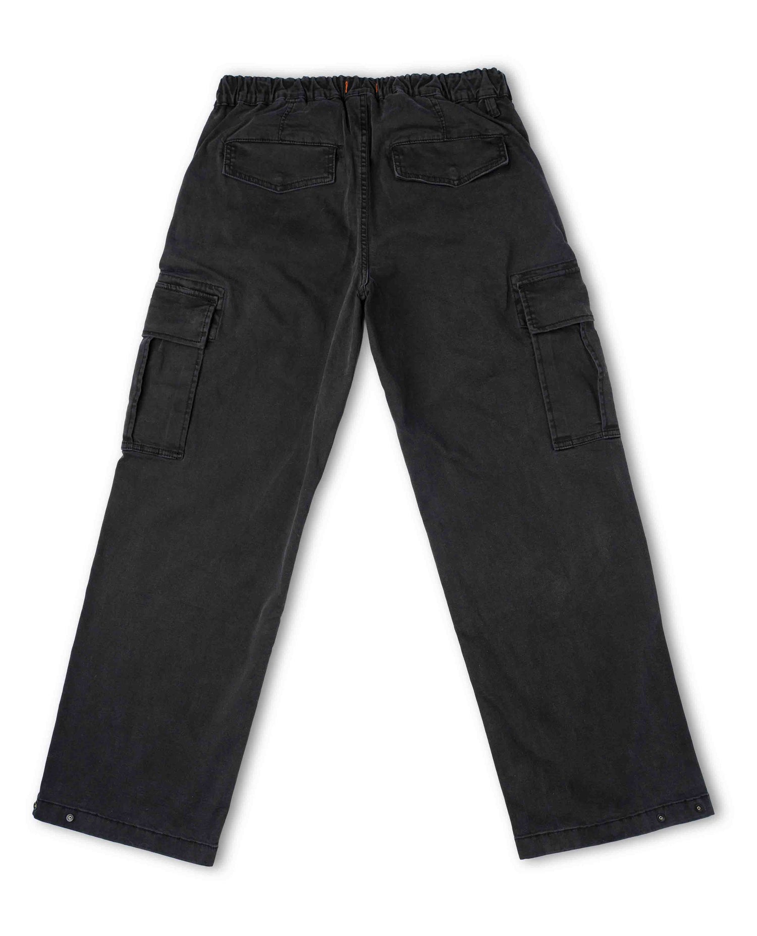 Black cargo pants on a white background
