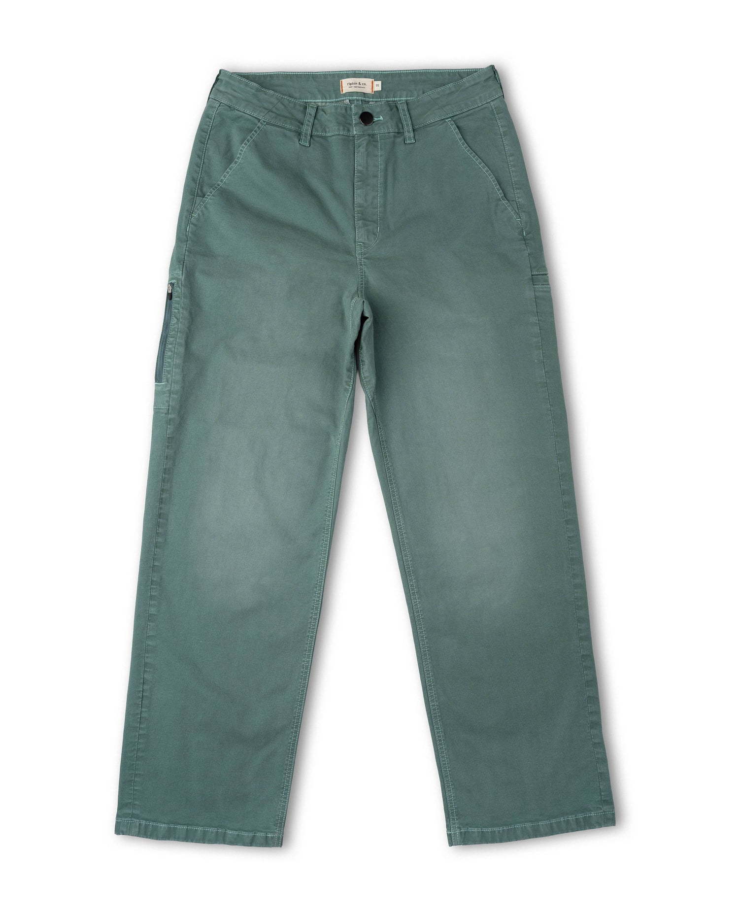 A pair of muted sage green cargo pants shown flat against a plain white background.