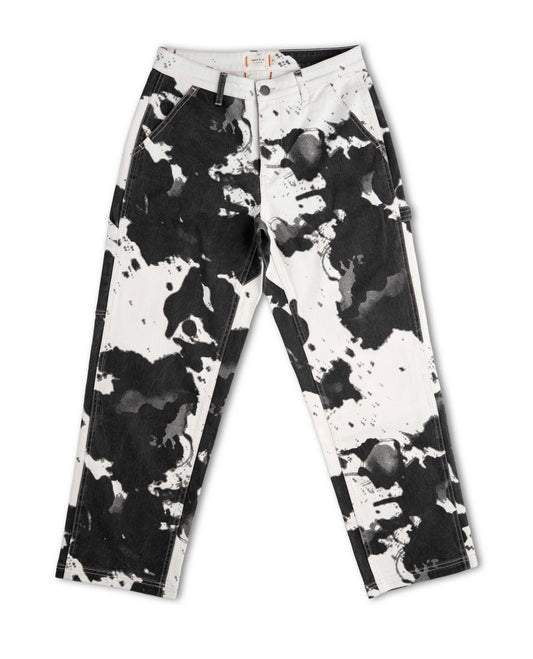 Black and white patterned pants on a white background