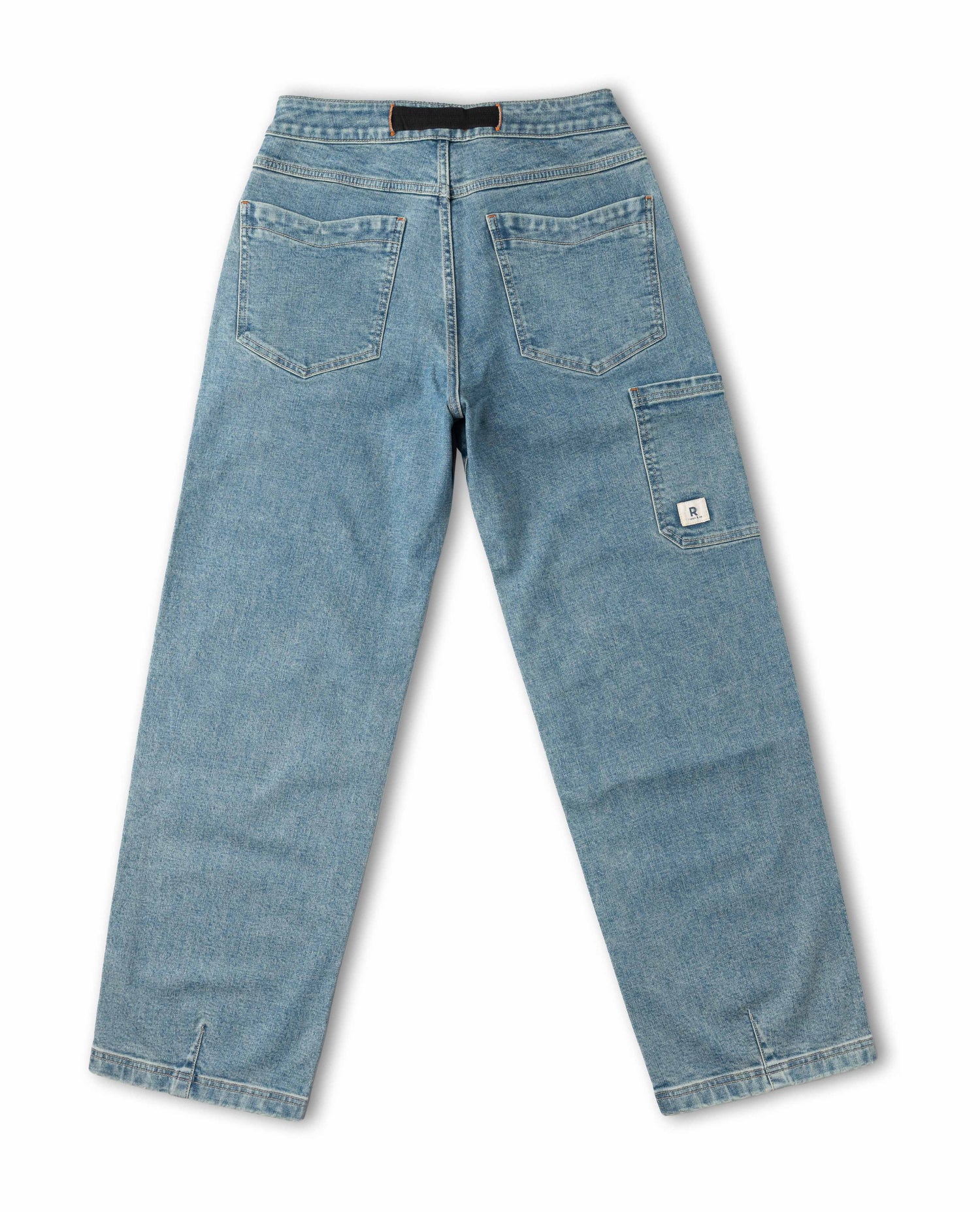 Light blue jeans on a white background