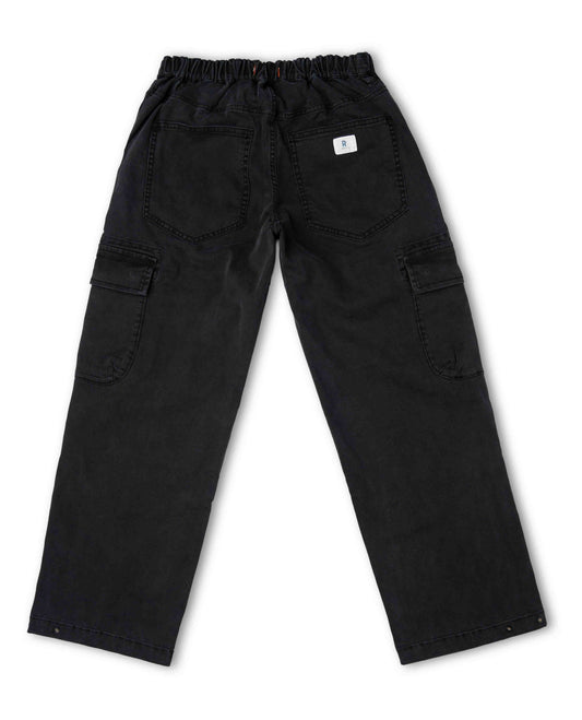 Black cargo pants on a white background