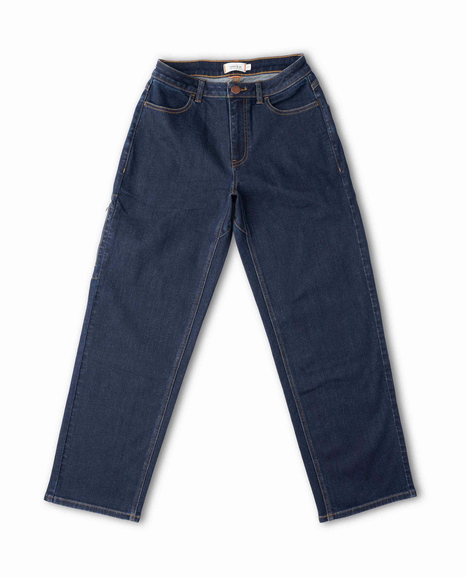 Dark wash jeans, front view, on white background.
